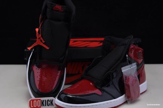 Cheap LUCY Air Jordan High Patent 555088-063 Bred OG 1 0731